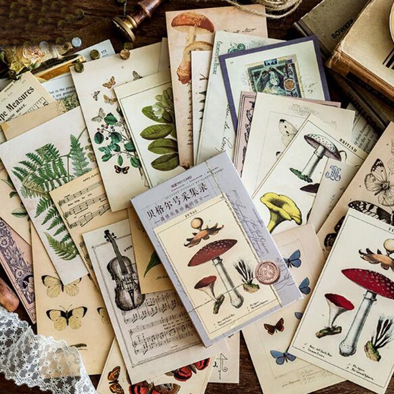 30 stk/sæt skriftlig hilsen postkort gamle skovdyr planter lomo kort vintage skrivepapir beskedblok