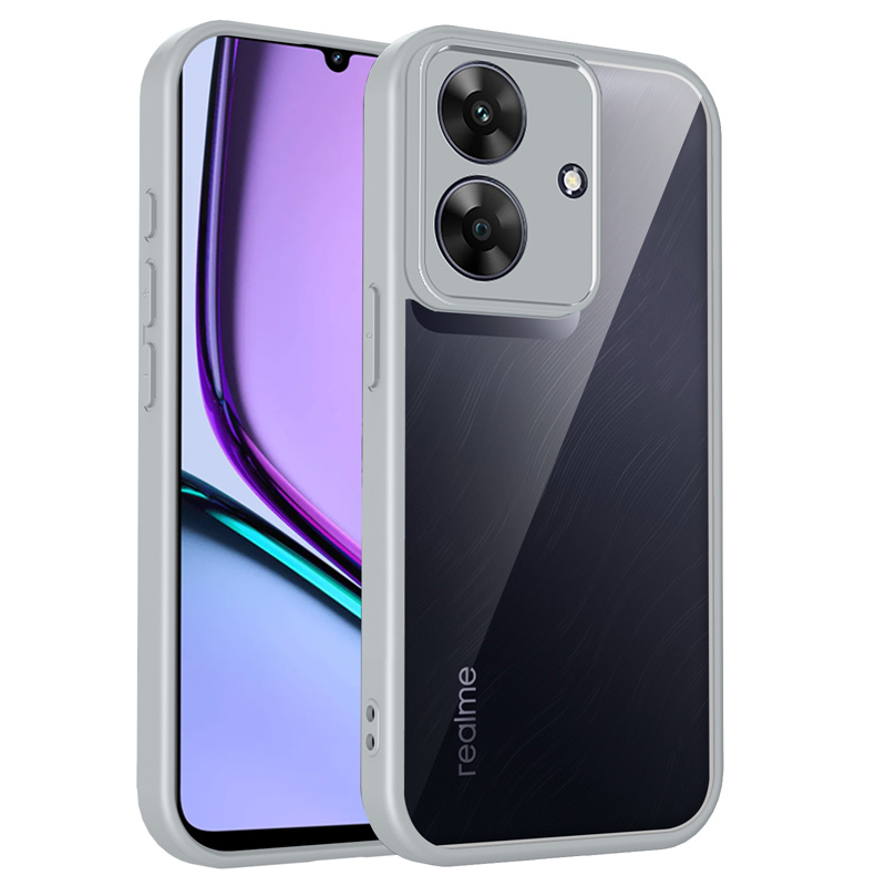 Realme Note 60 4G RMX3933 Case Shockproof Silicone Bumper Clear Back Hard Cover Matte Phone Case for Realme Note 60 4G RMX3933: Clear