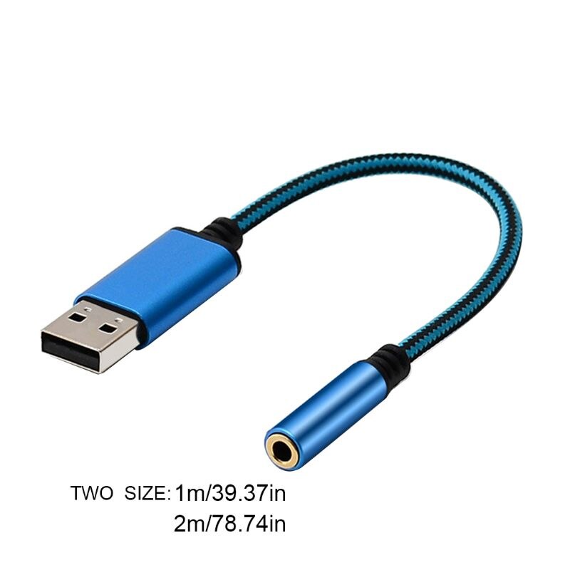 0.2m/1m 2In1 USB to 3.5mm Audio Cable USB Computer AUX Headphone Adapter Cable for App-le Be-ats Earphones