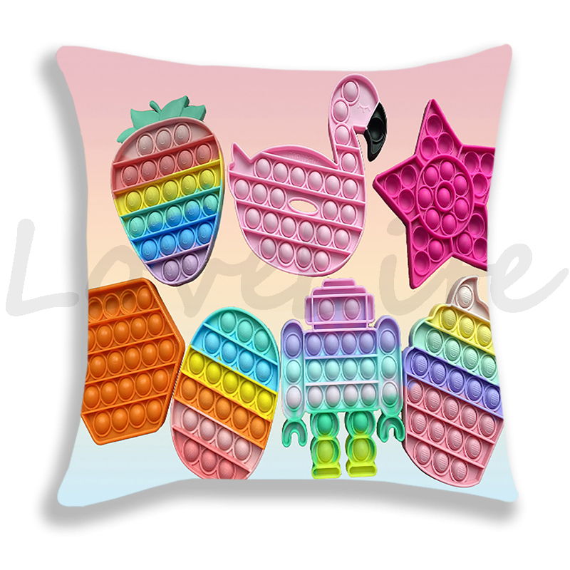 Pop Het Afdrukken Kussensloop Regenboog Kleur Leuke Kussenhoezen Sofa Stoel Bed Kussensloop Huis Decoratieve Kussensloop 45Cm * 45Cm: 6