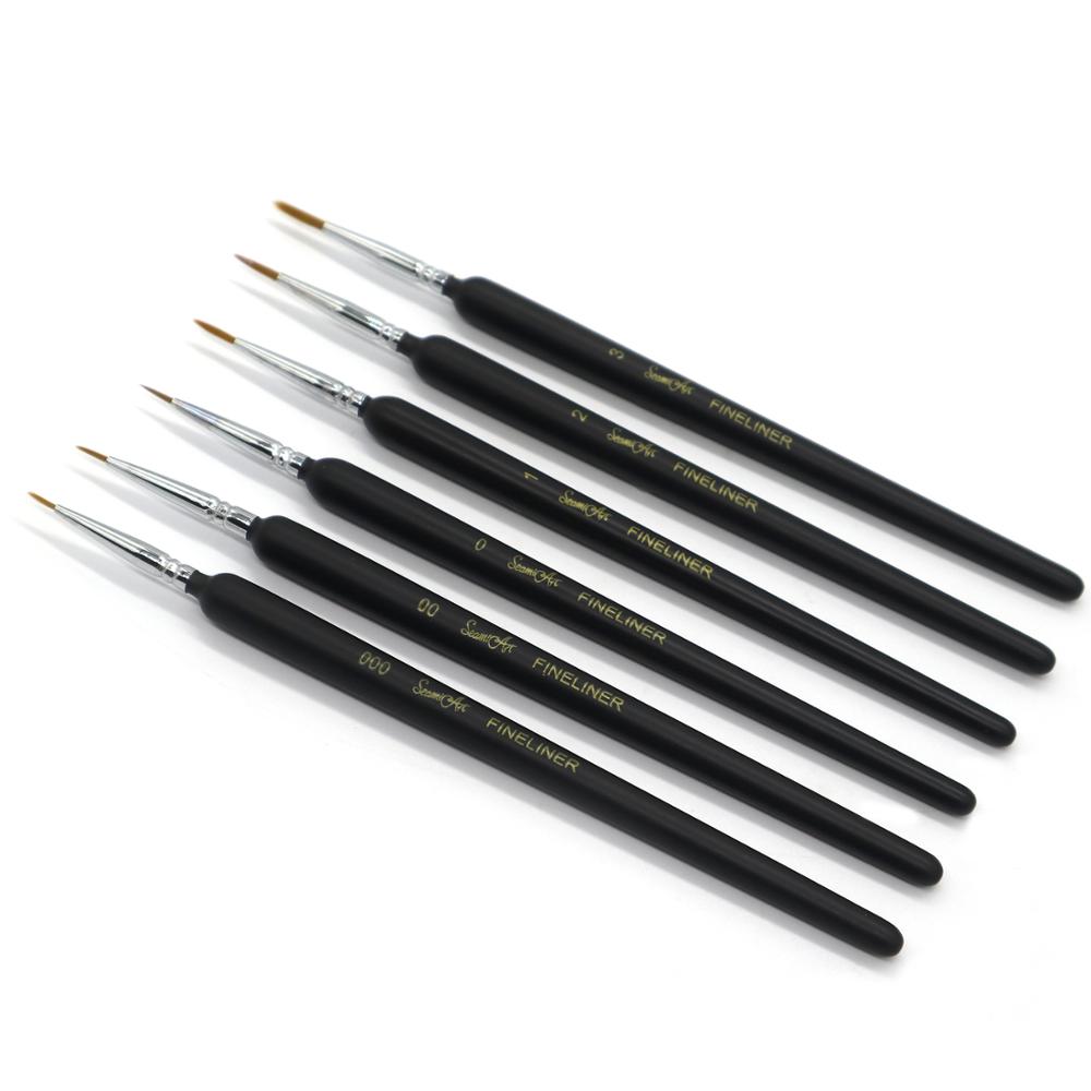 SeamiArt-pincel de punta fina para pintura acrílica, 6 uds., diferentes tamaños, 000 00 0 1 2 3