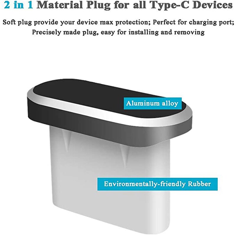 Universal usb c aluminium dammplugg set för samsung  s10 plus  s9 s8 note c laddningsportar och 3.5mm hörlursuttag antidammplugg