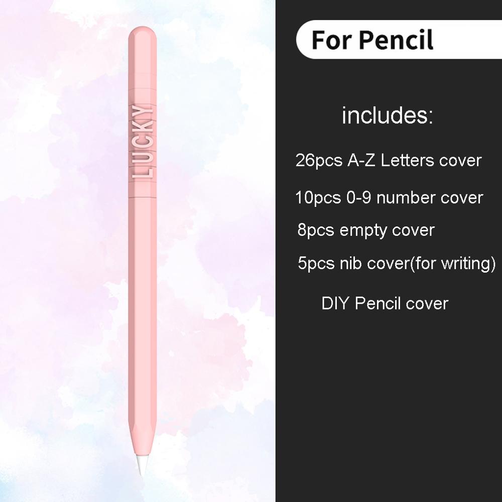 DIY 0 to 9 Number and A to Z Letter Combination Silicone Protective Case Cover Sleeve Skin for a-pple Pencil 1st 2nd