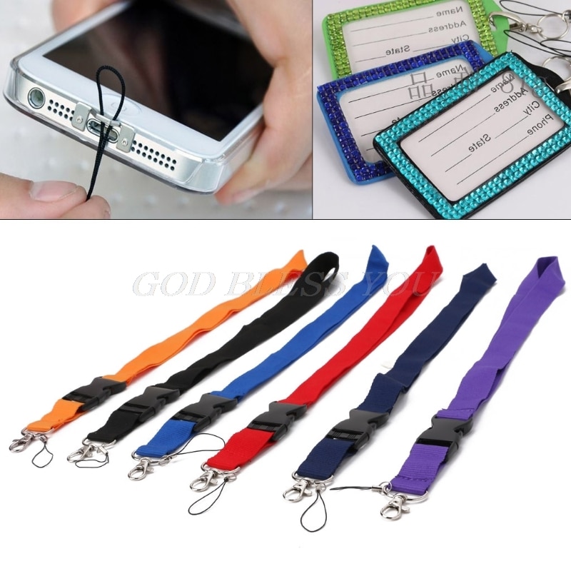 ONE Color Black Blank Plain Key Lanyard Badge ID Holders Phone Neck Straps