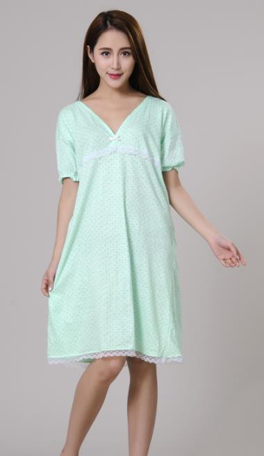 Tplaotee Daisy Damen Nachthemd - Leichter Baumwolle Pyjama Langarm In Grass Green