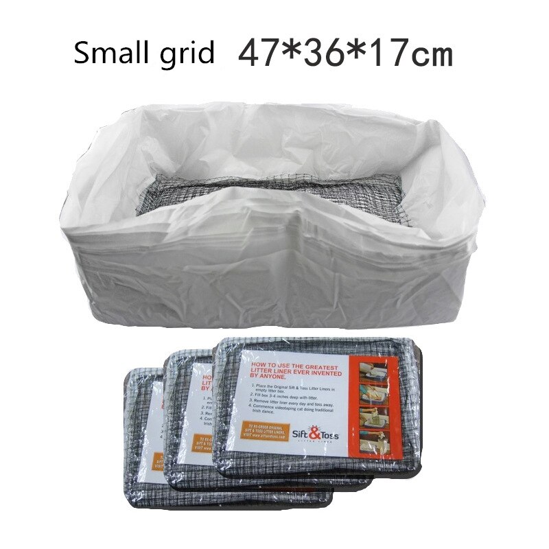 20pcs Reusable Cat Feces Filter Hands Free Pet Cat Excrement Liners Elastic Cat Sand Bag Filter Pet Hygienic Litter Box Liners: Small grid1  20PCS