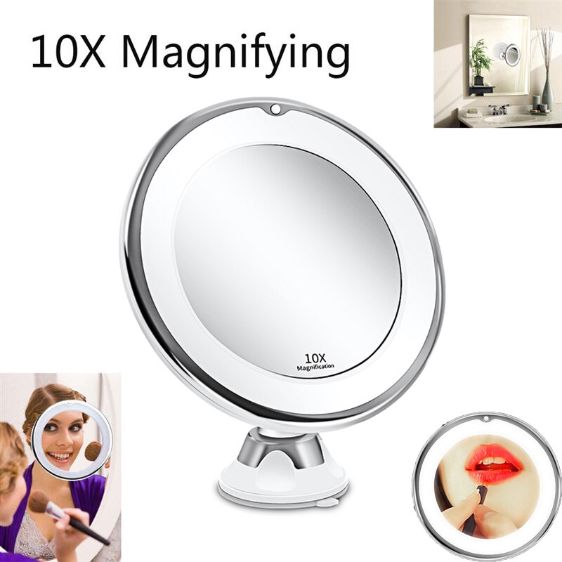 espejo aumento con luz espejo de maquillaje con luz espejo con luz led para maquillaje espejo maquillaje espejo con luz iluminado luz lupa espejos 10X espejo de vanidad espejos cosméticos miroir con led: 10x