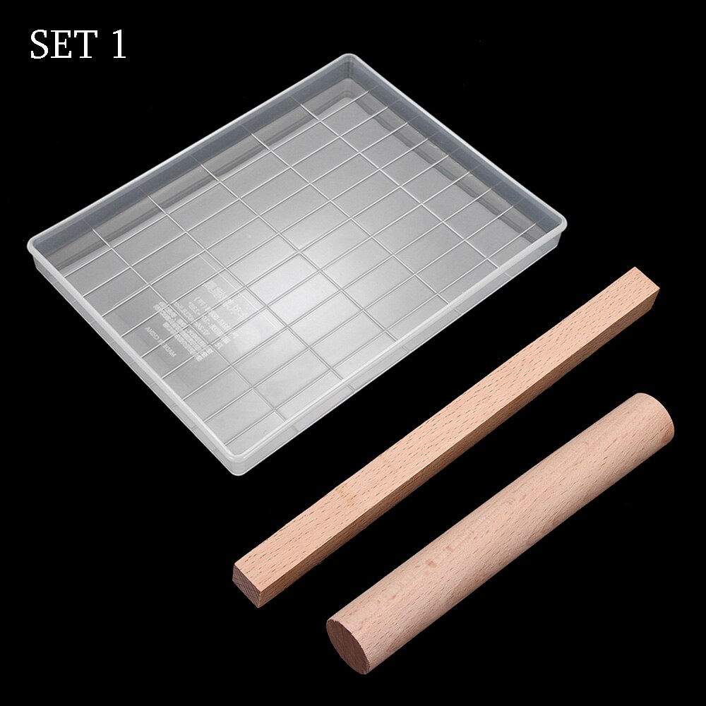 DIY turrón hecho a mano bandeja de corte Mat rollo de madera Pin pastelería utensilios para decoración de pasteles molde de caramelo hornear molde de silicona de azúcar: SET1
