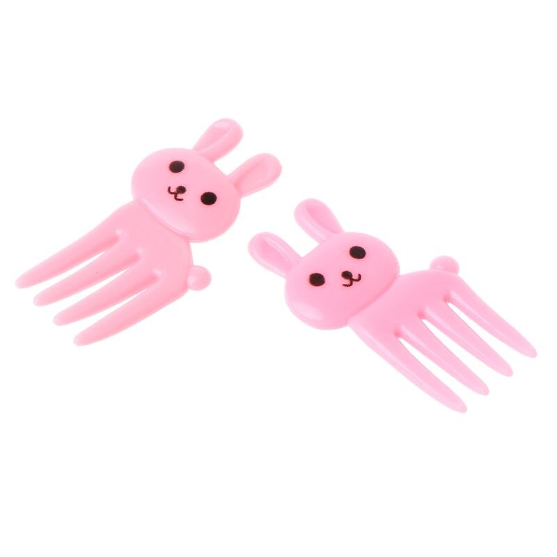 Mini tenedor Kawaii de dibujos animados de granja de animales, palillo de dientes, fruta, signo, Bento, 10 piezas