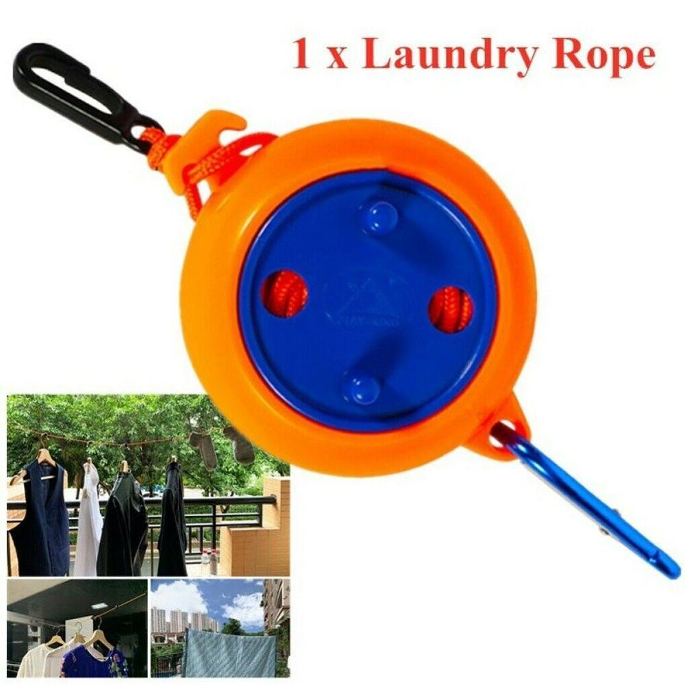 8M Non-perforated Clothesline Portable Retractable Portable Rack Clothing Travel Drying Camping Hanging Outdoor Windproof R U8N1