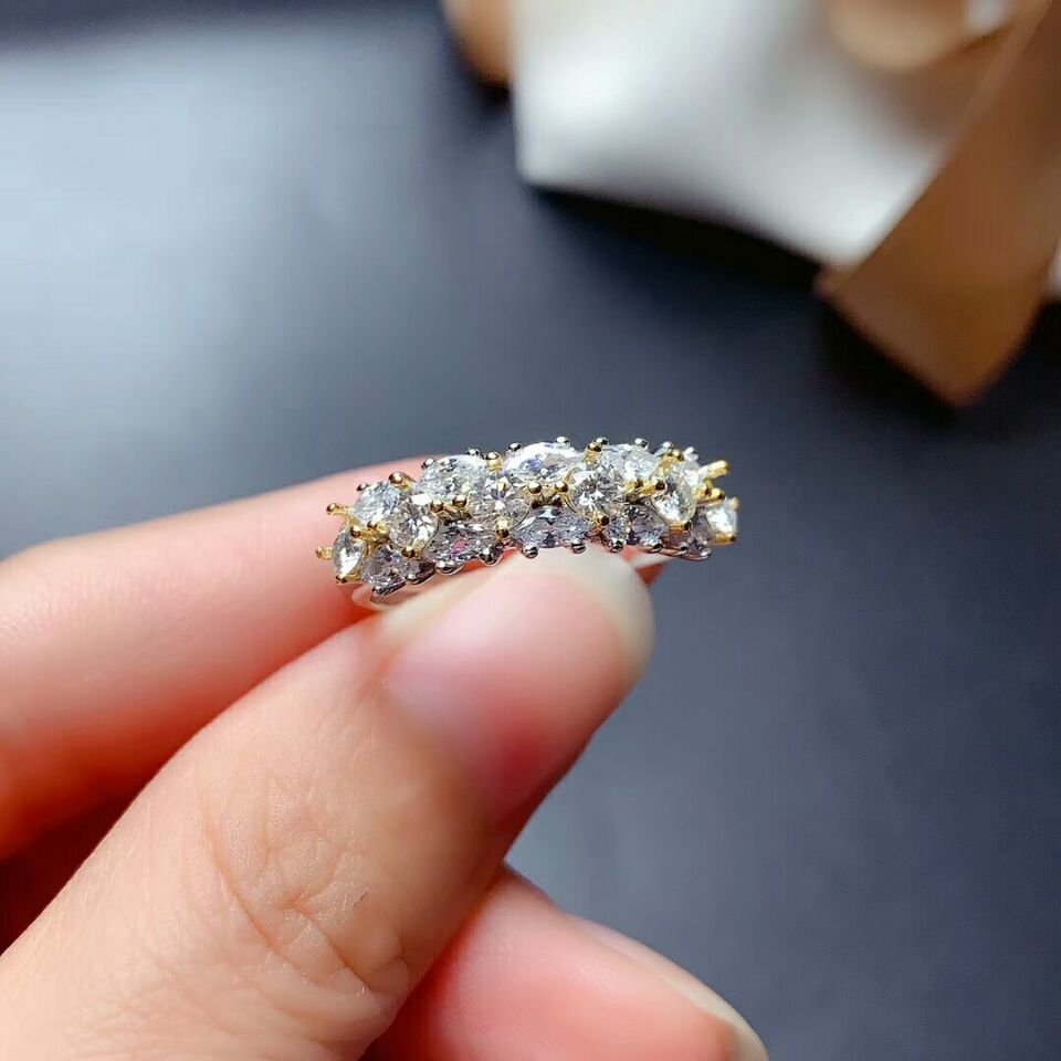 Meibapj 3Mm Moissanite Diamond Ring Voor Vrouwen 925 Sterling Zilver Fijne Bruiloft Sieraden