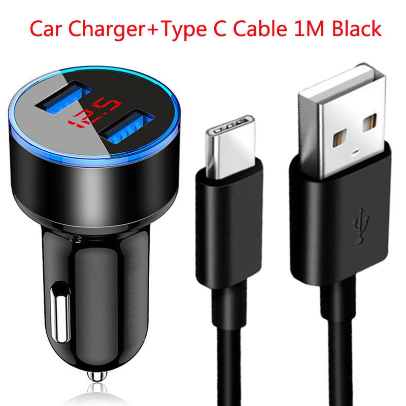 Auto Fast Charger Type C Usb Kabel Voor Samsung S21 S20 S10 S9 Plus A22 A32 A42 A52 A72 5G F42 F62 Type C Usb Car Charger Cable: Charger Cable Black