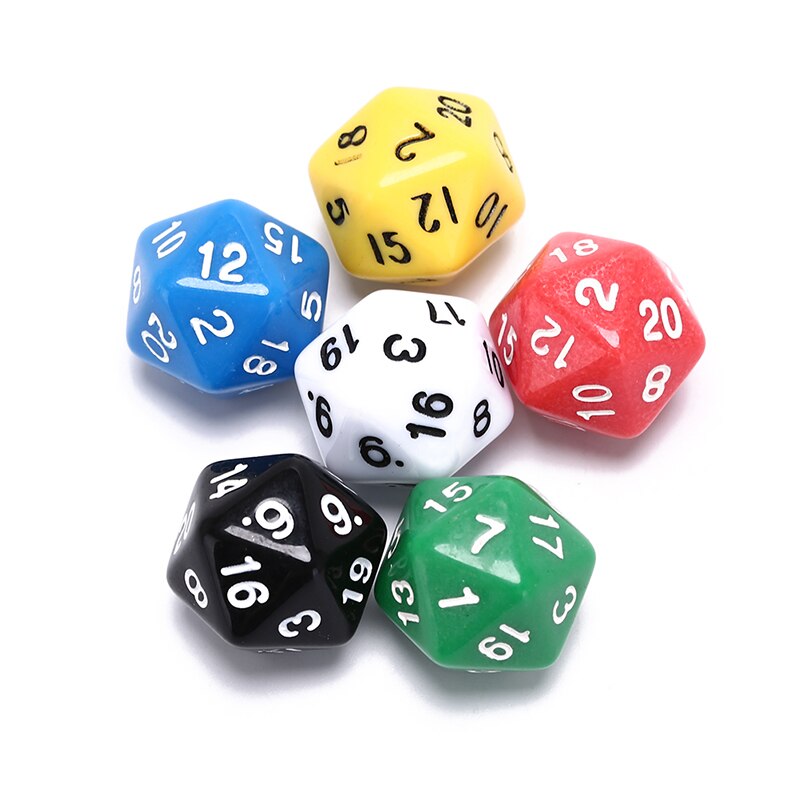 6 Stuks Multi-Zijdige Dices D20 Dices Gemengde Kleur Acryl Ktv Fun Dobbelstenen Bordspel