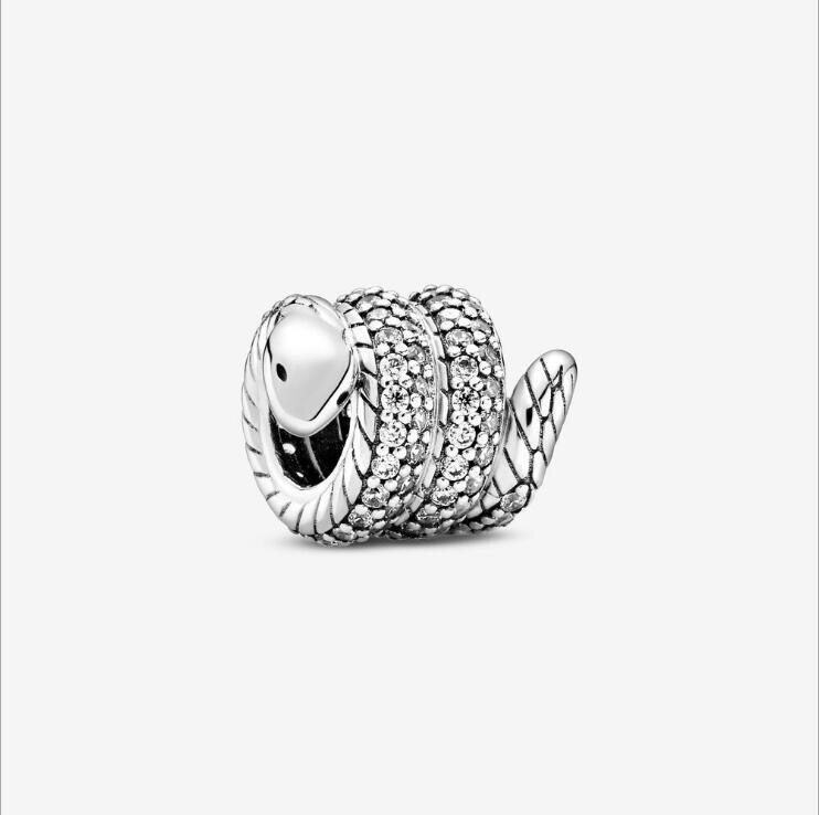 925 Sterling Silver Beads Animal Lion Snake Llama Fox Dog Charm Fit Pan Bangle Bracelet DIY Women Jewelry: Snake