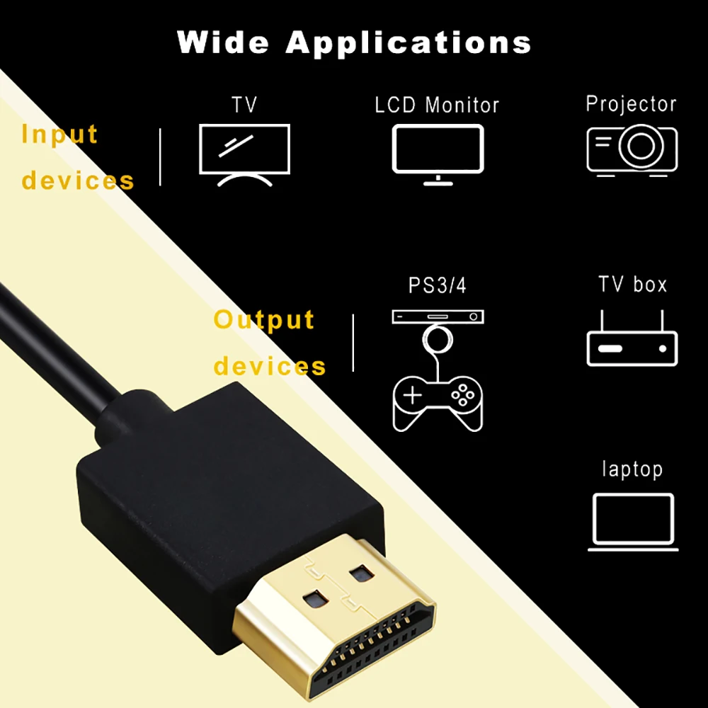 Vergulde hdmi-kabel 1.4 4k 1080p 3d voor hdtv-splitter/switcher , 0.5m 1.5m 3m hdmi-naar-hdmi-kabel, snelle ethernetkabel