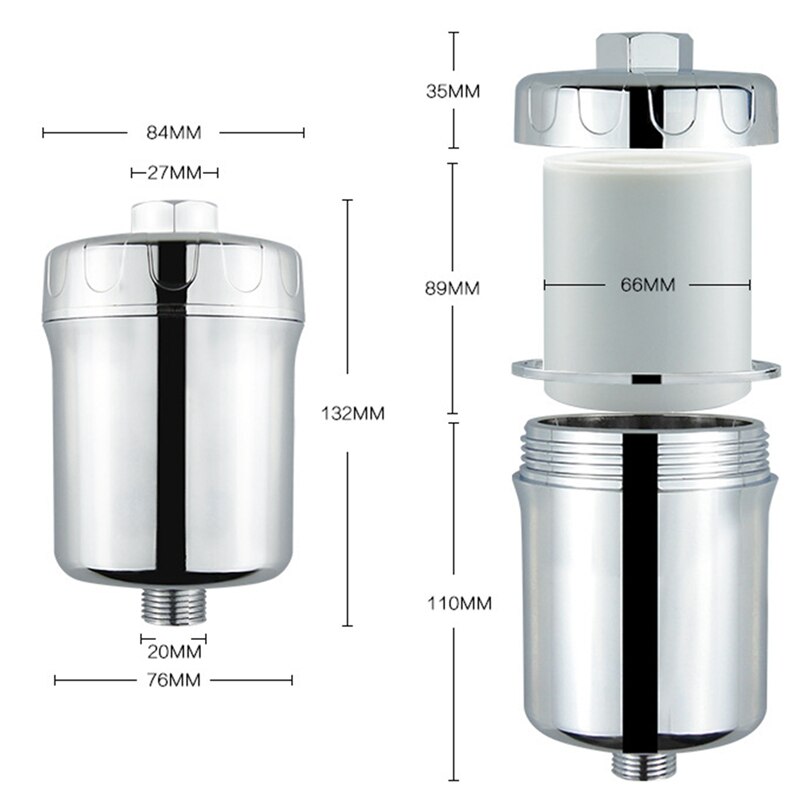15- trinns dusjfilter - dusjhodefilter med høy effekt med - fjerner klortungmetallfluorid og andre sedimenter som passer