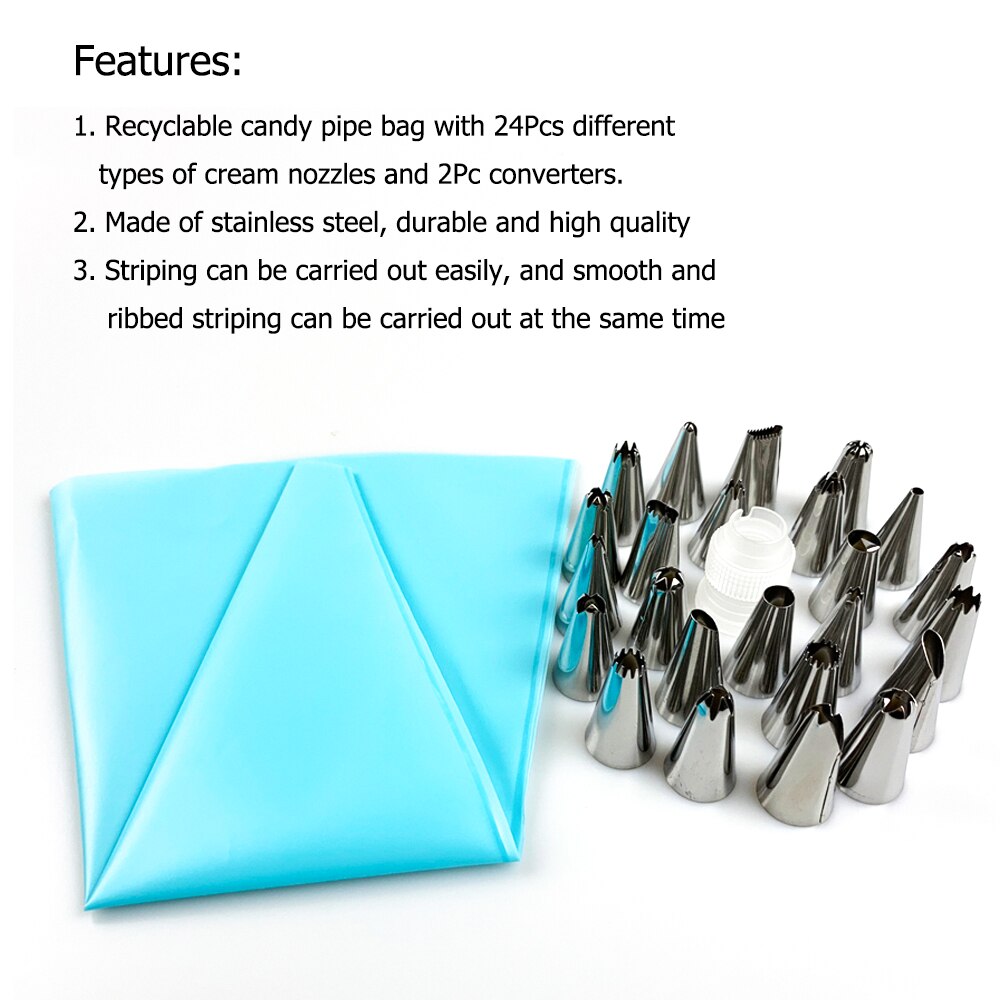 27Pcs Rvs Cake Decorating Tip Pipping Nozzles Pastry Russische Nozzle Tips Voor Zoetwaren Tools Decor Tip Cake Tool