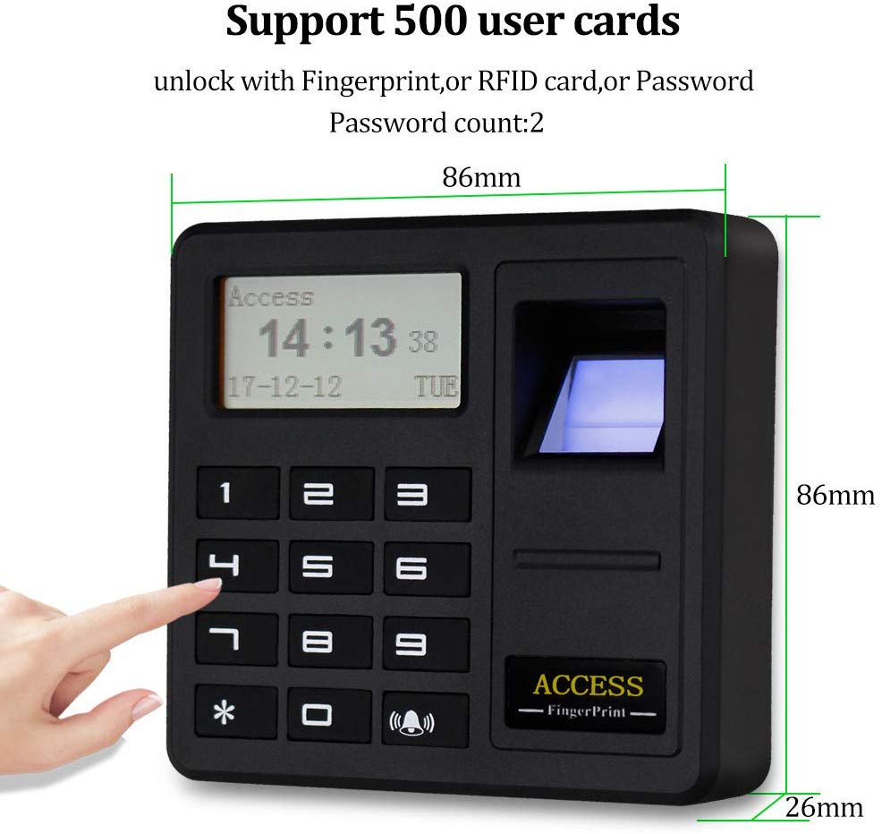 Control de Acceso biométrico independiente con huella dactilar, controlador de puerta única, teclado independiente, tarjeta RFID, entrada de puerta