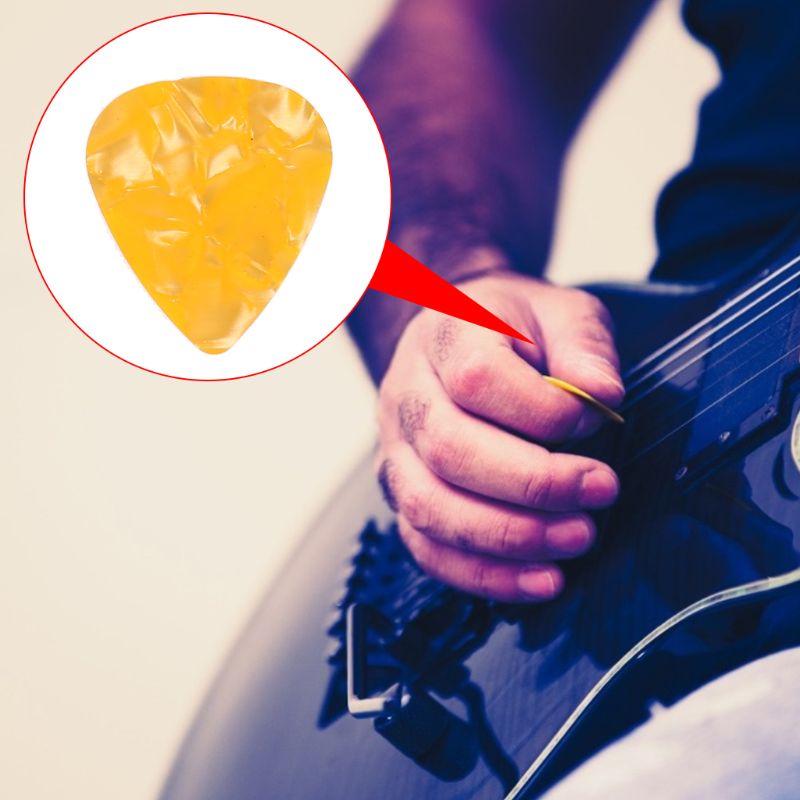 Guitar pick plekter 100 stk trekant celluloid instrumenter 0.46mm tilfældige farver