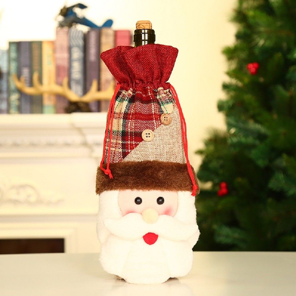 Dejlig smuk xmas vinflaskeholder jul julemanden snemand tema dækning sød vinindretning: Santa