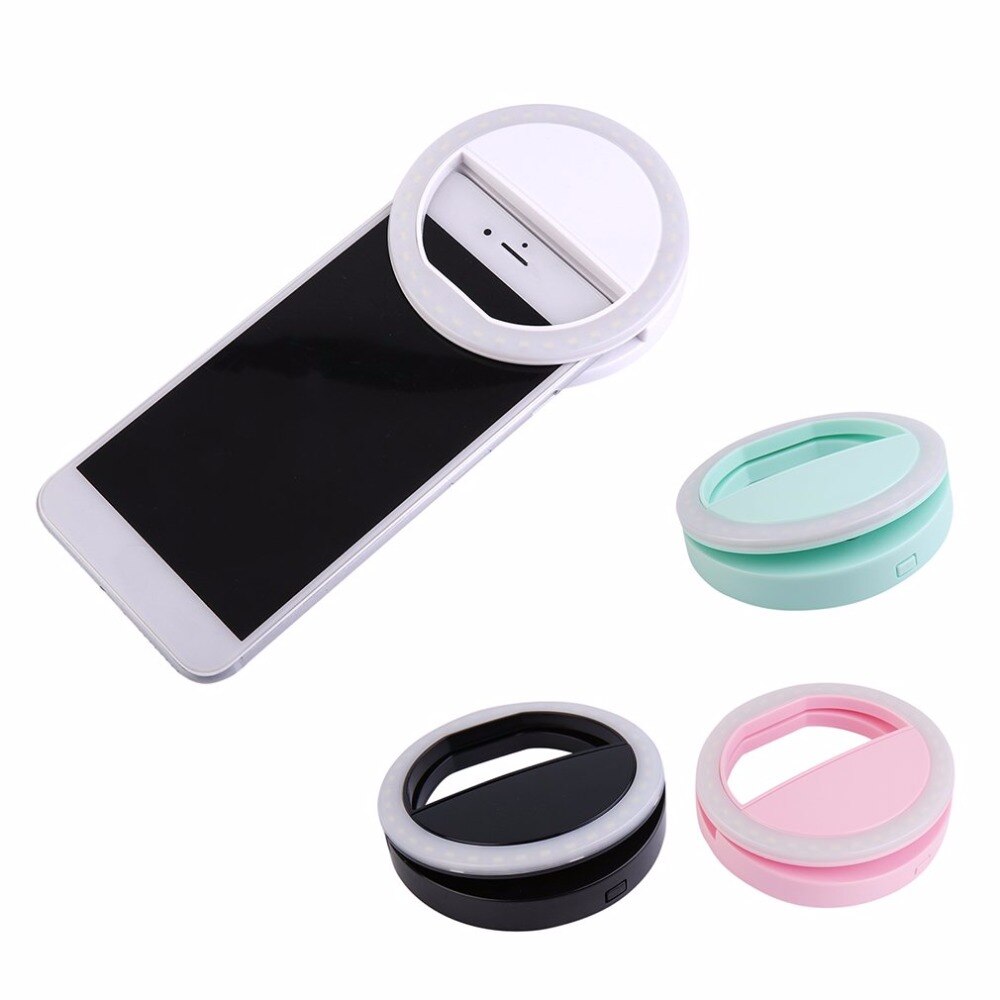 Clip de luz de teléfono móvil Selfie LED Flash automático para Teléfono Celular Smartphone redondo portátil linterna de Selfie espejo de maquillaje
