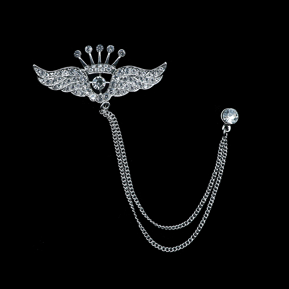 Hombre broche Cruz traje borla cadena Pin de solapa para traje broche para Cuello de camisa placa Retro Pines de baile para de boda corbata Accesorios: 5