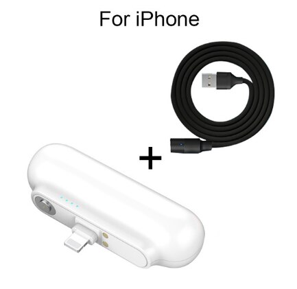 Portable Mini Power Bank Charger Charging Station Type-C And Micro USB Charging Head For Iphone XS/XS Max/XR Google Pixel 3 XL: white for iphone