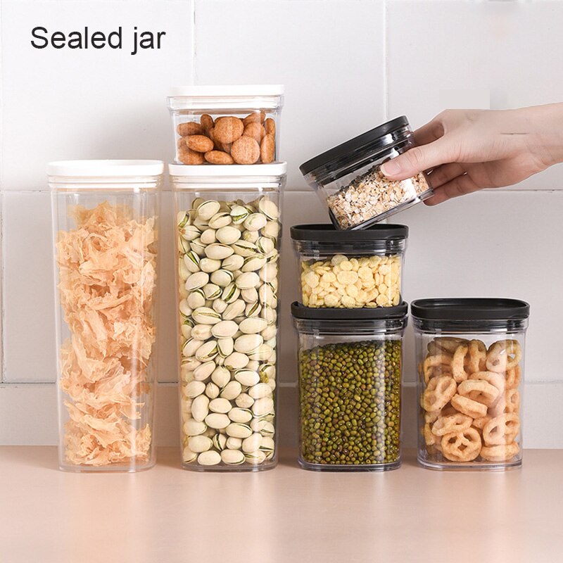 Keuken Voedsel Container Plastic Keuken Koelkast Noodle Box Multigrain Opslagtank Transparante Verzegelde Blikken Opslag