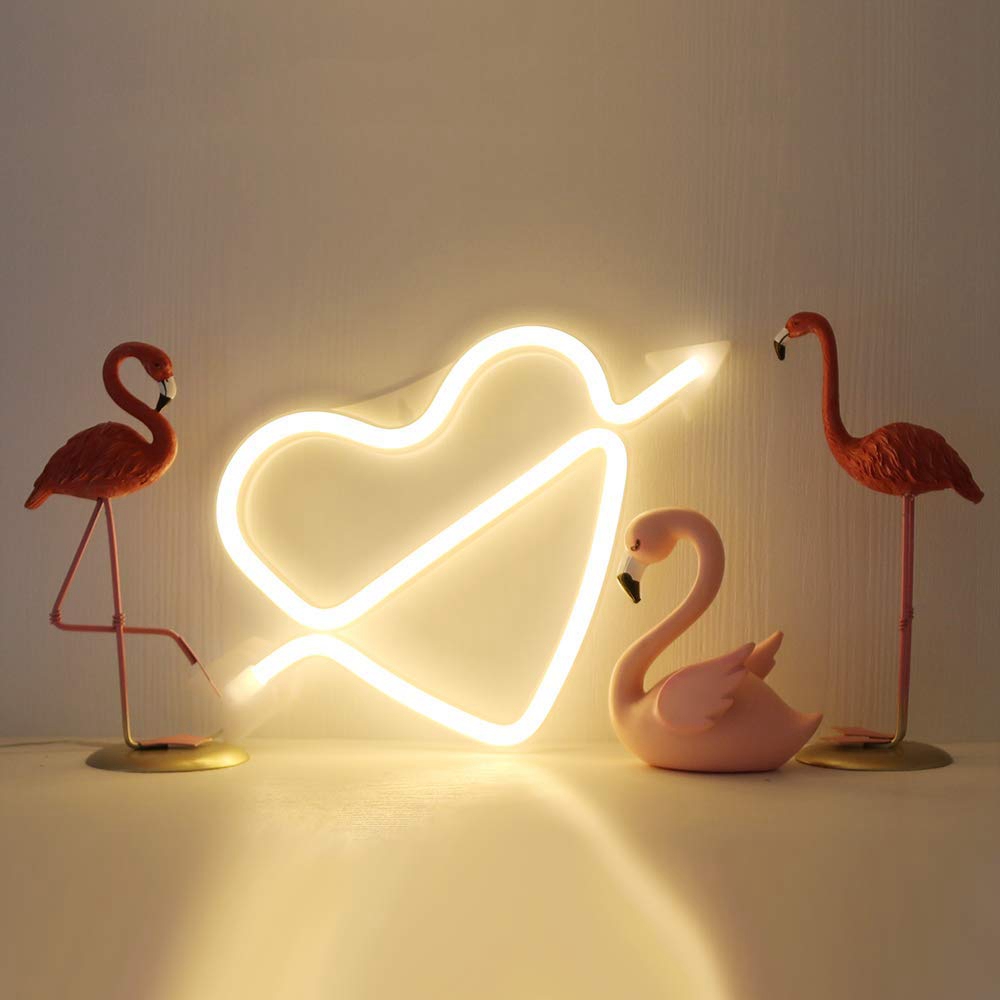 Cupido 'S Boog Vorm Neon Licht Romantische Led Heart Night Lampen Batterij/Usb Operated Neon Borden Voor Bruiloft Kerst room Decoratio