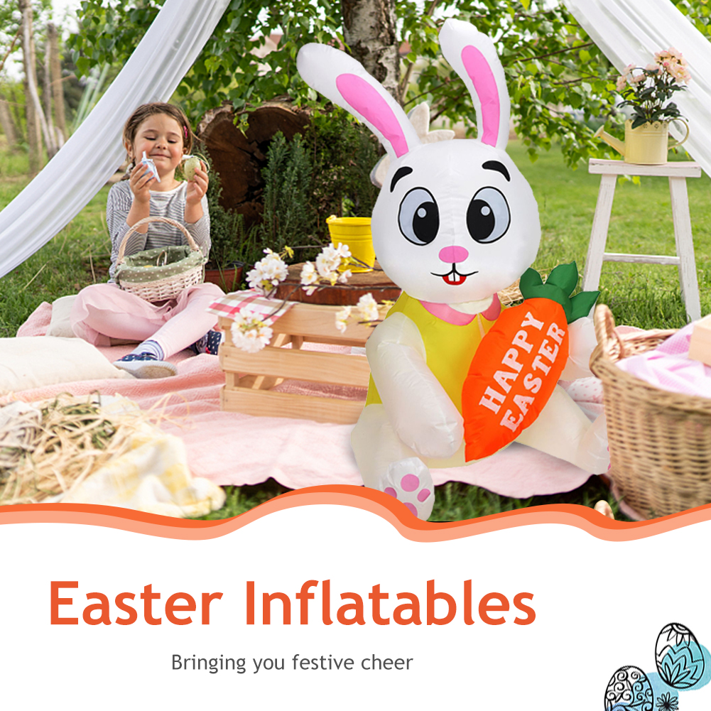 Aufblasbare osterparty-dekoration mit niedlichen, bunten ostereiern und hasen – lustiges spielzeug für drinnen und draußen, aufblasbare gartendekoration