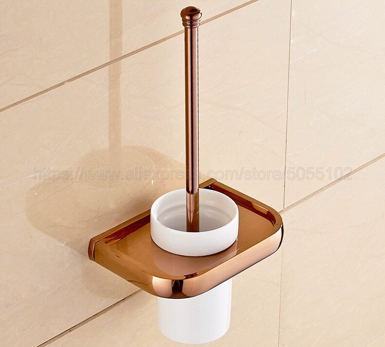 Rose Goud Messing Afwerking Badkamer Accessoires Set, Papier Houder, Handdoek Bar, Zeep Mand, toiletborstel Houder, Badkamer Sets zba865: Toilet Brush Holder