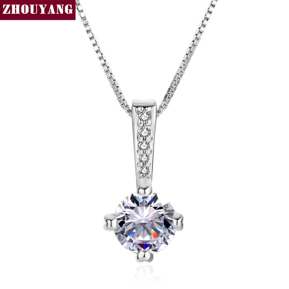 Top Klassieke Eenvoud Zirkoon Rose Goud Kleur Hanger Neclace N426 N427: WhiteGold Clear
