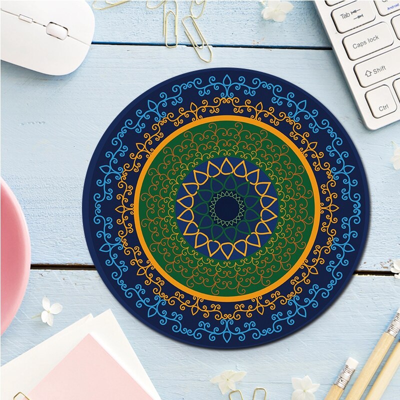 Computer Mat Mouse Pad Rubber Thickening Non-slip Pattern Round Mouse Pad Art Mice Mat For Computer Laptop: Style 3