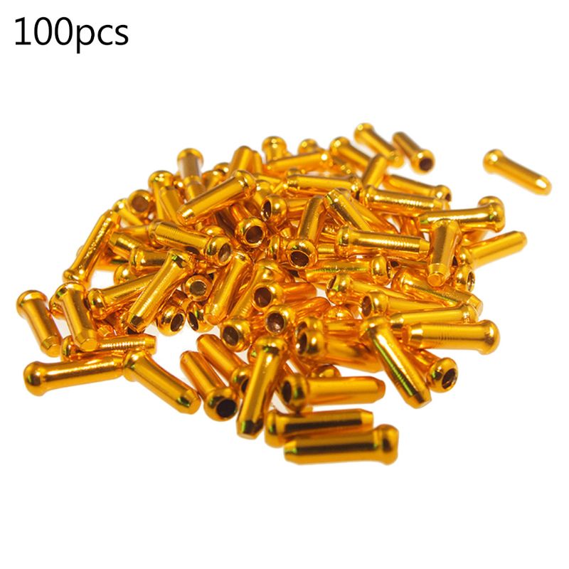 100pcs Aluminum Bicycle Brake Wire End Cap MTB Road Bike Brake Cable Cap End Tips Crimp Cycling Accessories: Orange