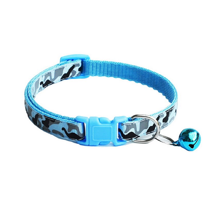 Colliers pour chiens et chats, collier camouflage en polyester avec clochette, collier réglable pour petit chien: Bleu