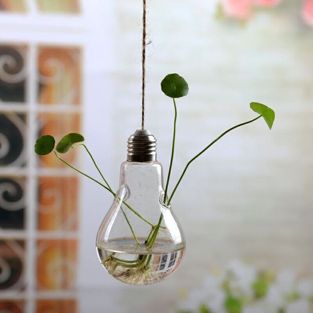 Flower Hanging Vase Glass Planter Plant Terrarium Container Home Wedding Deco: H