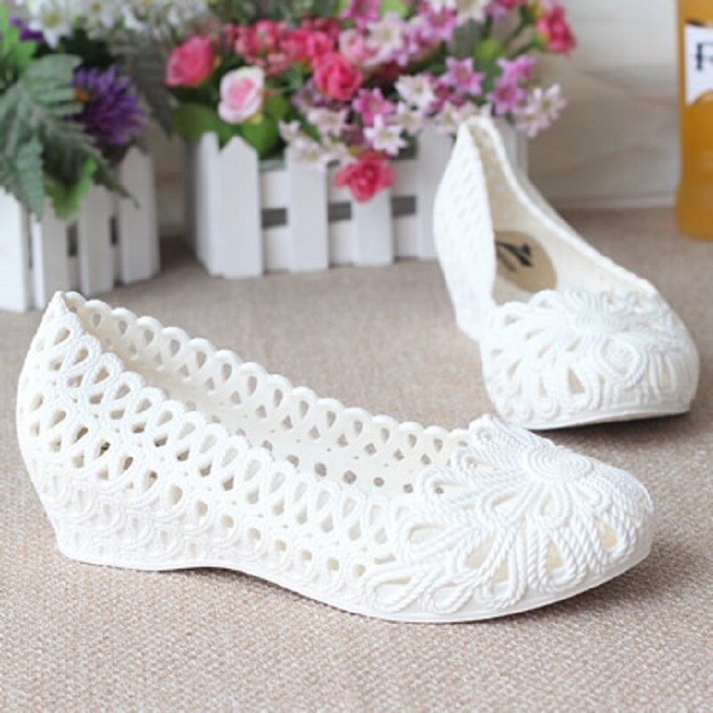 Sandalias de plástico con agujeros para mujer, zapatos de gelatina, para caminar, playa, 4h81 talla grande,
