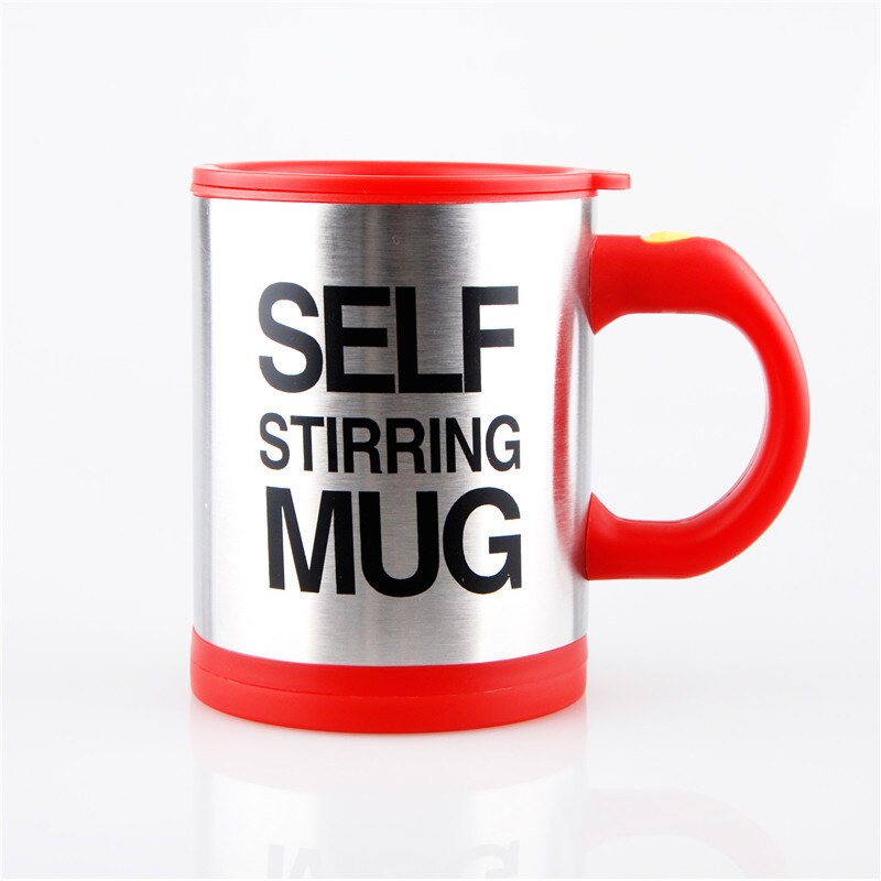Taza de café de mezcla automática de leche de 400ml tazas de acero inoxidable inteligente taza de mezcla de jugo de acero inoxidable taza de acero: Rojo