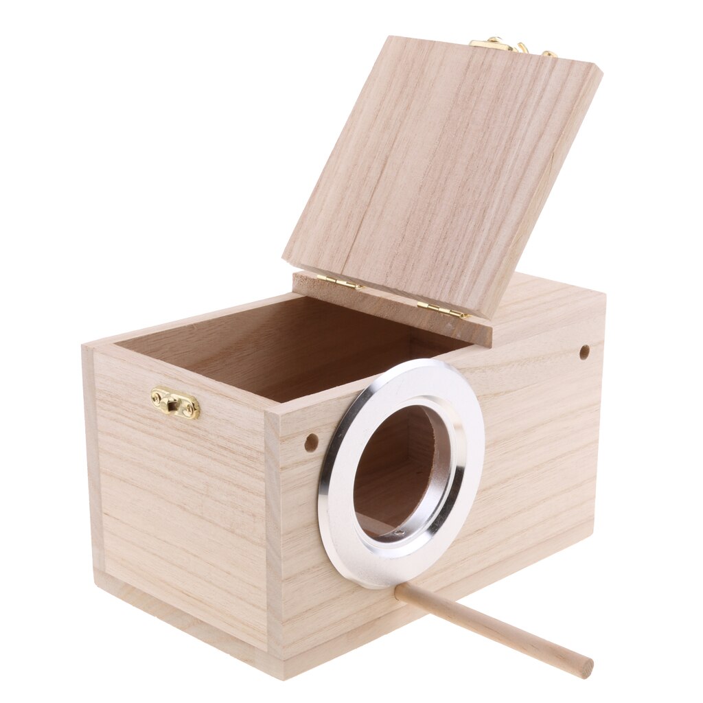 Wooden Wild Bird Nest Box Nesting Feeding Feeder Station House &amp; Stick