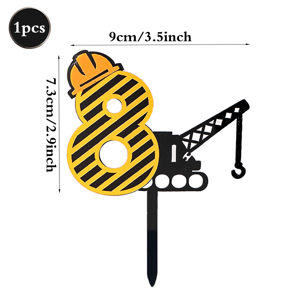 DIY construcción grúa pastel Topper números 1-9 decoraciones acrílicas para pasteles niños niño tema de ingeniería suministros para de feliz cumpleaños: Caqui oscuro
