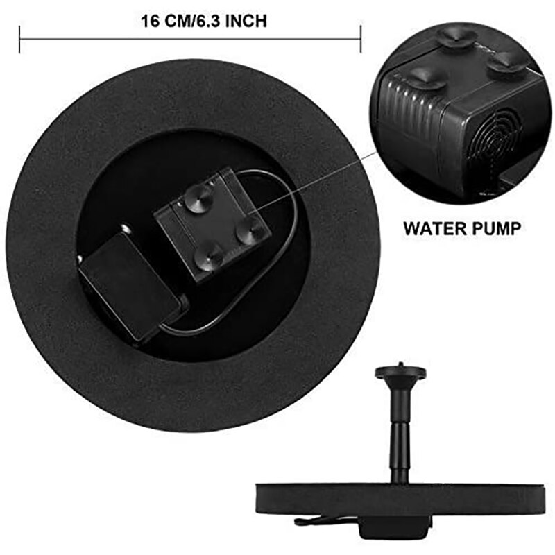 Vogelbad Solar Fontein Pomp, 1.4W Cirkel Tuin Zonne-energie Waterpomp Drijvende Fontein Pomp Voor Birdbaths & Vijvers