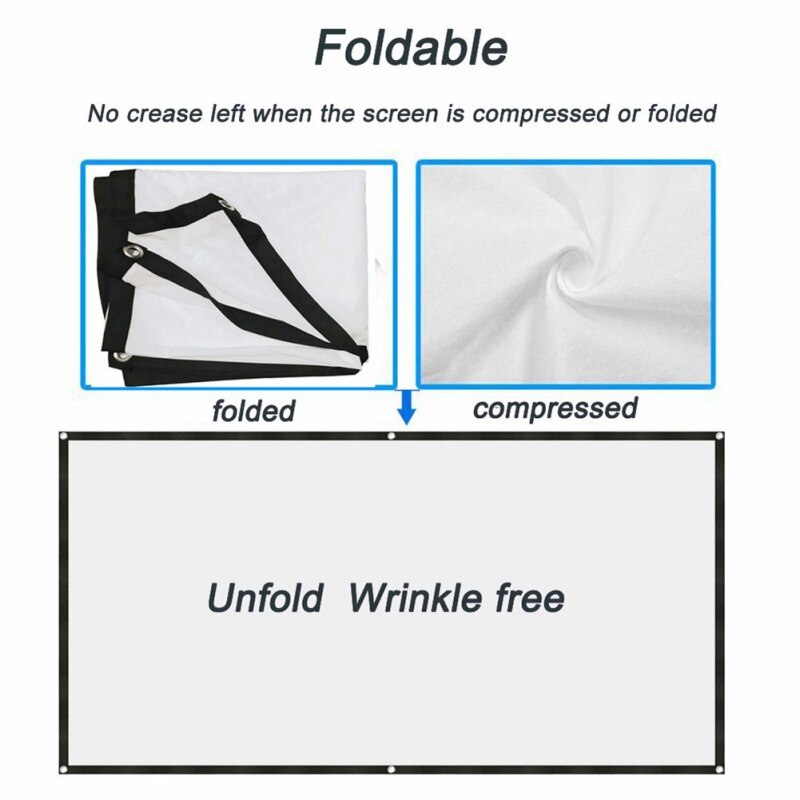 120 Inch 16:9 Portable Projector Screen HD Folding,Indoor Outdoor Movie Screen Gaming Office Home Cinema