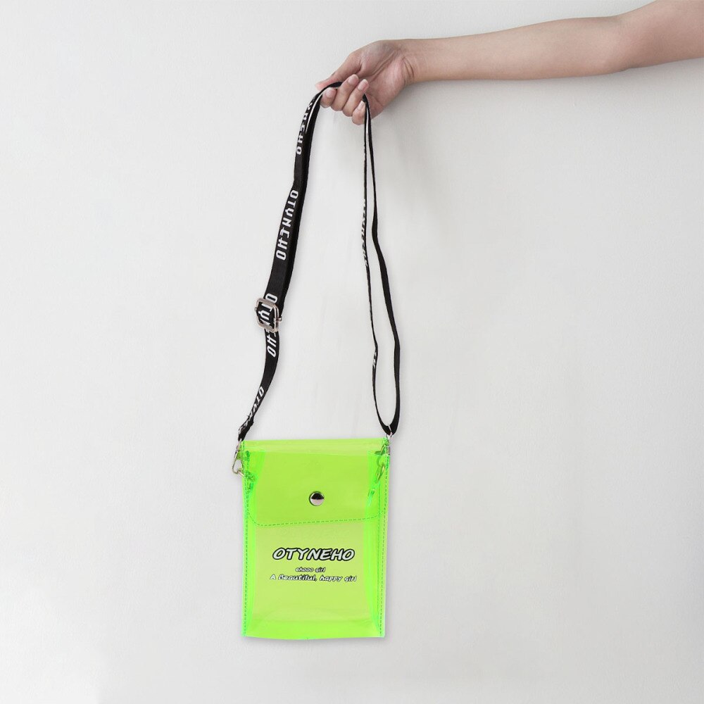 PVC Transparent Mini Cross-Body Mobile Phone Bag Colorful Jelly Bag for Women Lady Girl (Black)