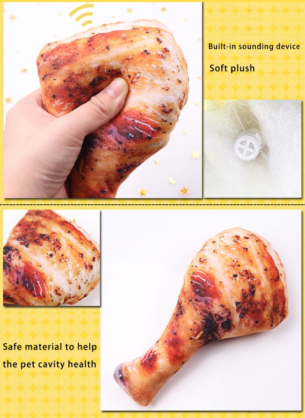 PT016 Cartoon Chew Play Pet Squeaky Puppy Chew Squeaker Quack Sound Doll Toy Simulation Donut Pet Supplies Dog Toys