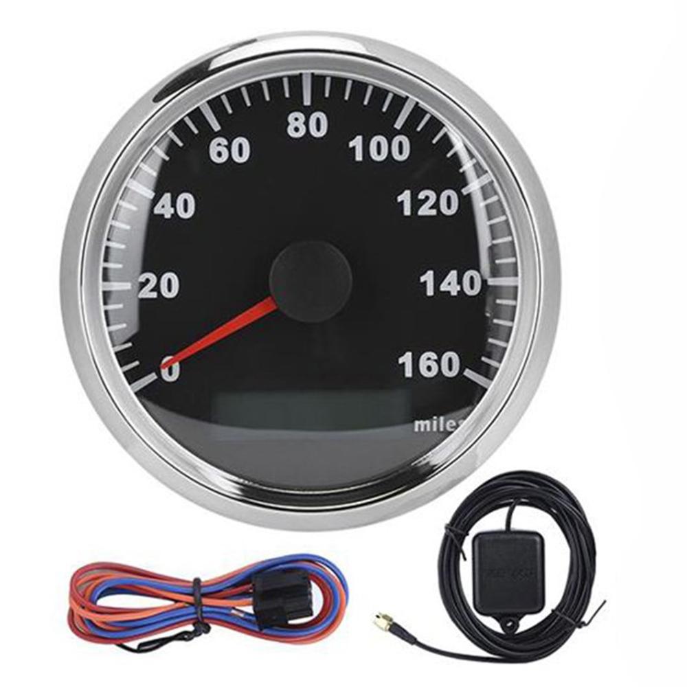 85mm universal gps speedometer vandtæt anti-fog 316l frontcover til bil lastbil motorcykel speedometer: Sort sølv