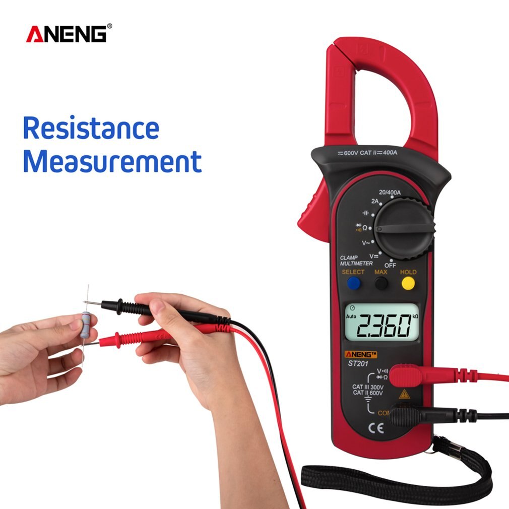 ST201 Counts Digital Clamp Meter Multimeter DC/AC Voltage Ammeter Resistance Capacitance Diode Tester Data Hold