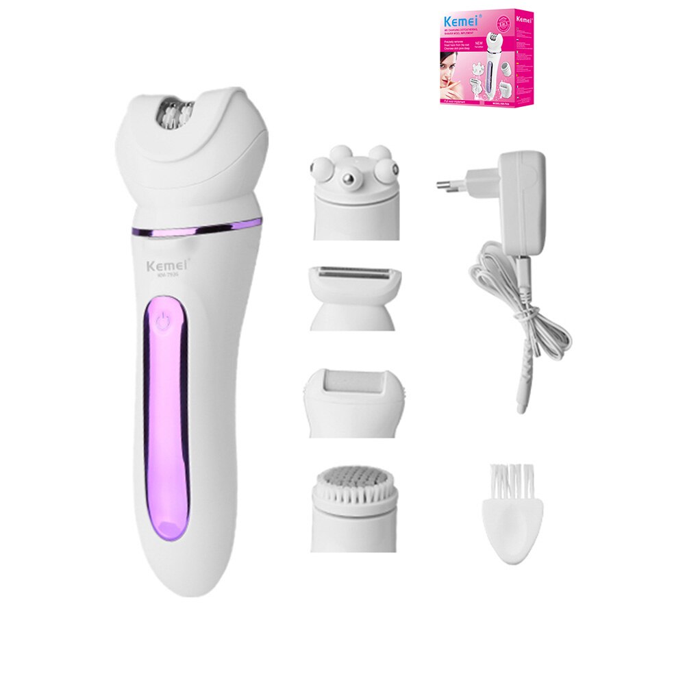 Kemei épilateur électrique 5 en 1 pour femmes Rechargeable pour le visage le corps les sourcils: with box