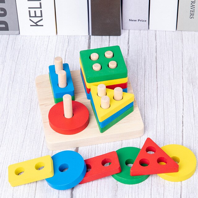 DIY Baby Holz Spielzeug Baby Spielzeug Bunte Holz Blöcke Baby Musik Rasseln Grafik Erkenntnis Frühen Pädagogisches Lustiges Spielzeug Für Kinder: 3
