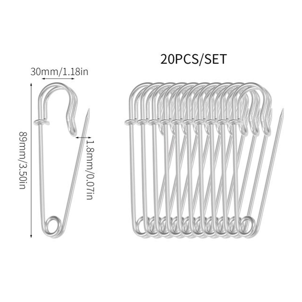 20 piezas alfileres de seguridad de Metal de 50mm, alfiler de seguridad grande plateado/dorado/negro, herramientas de costura para manualidades, broche de boda, accesorios de ropa: Castaño