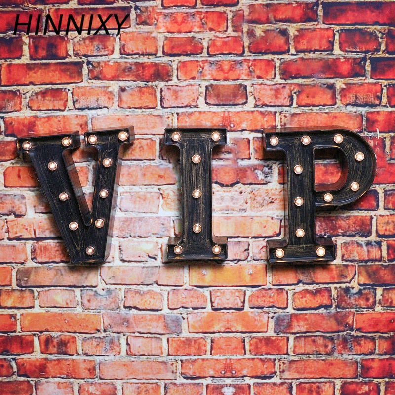 Hinnixy 26 lettre lampe Style industriel LED veilleuse 3D Alphabet lampe batterie café Bar éclairage de décoration de noël